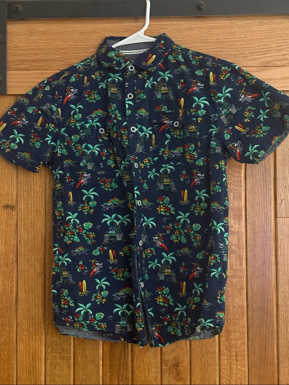 Paper Denim & Cloth Navy Tropical Short-Sleeve Button-Down Shirt